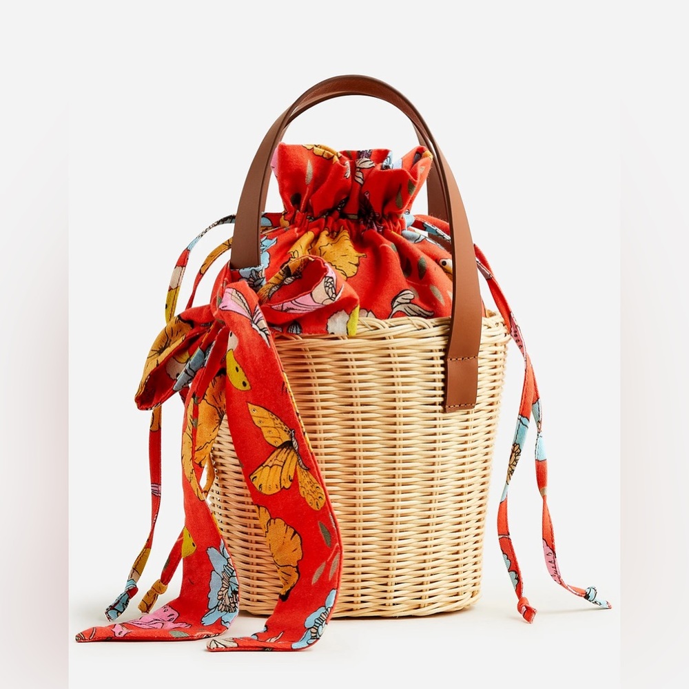 Dauphinette X J.Crew wicker bag in red blooms